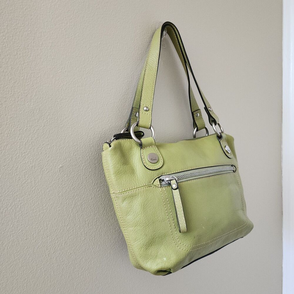 Fossil Olive Green Pebble Leather Hobo Bag Shoulder Bag - Picture 6 of 9